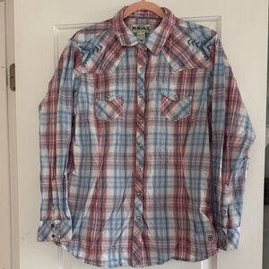 Ariat REAL WOMENS Red and Blue Plaid Shirt